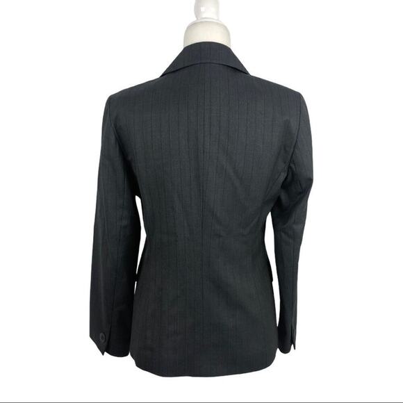 Lafayette 148 Office Siren Pinstripe Gray 100% Wool Blazer Jacket 8P - Picture 3 of 14